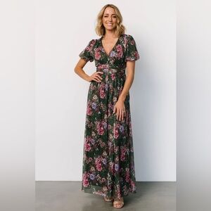 Baltic Born Ardley Green and Pink Floral Maxi Dress 2X